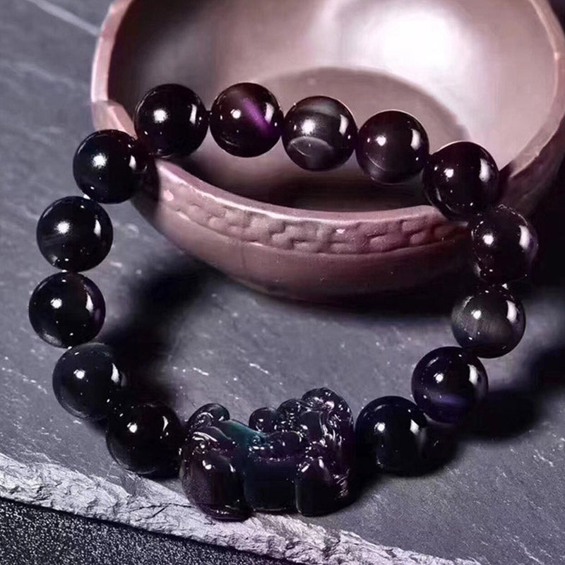 FengShui PiXiu Rainbow Obsidian Luck Bracelet