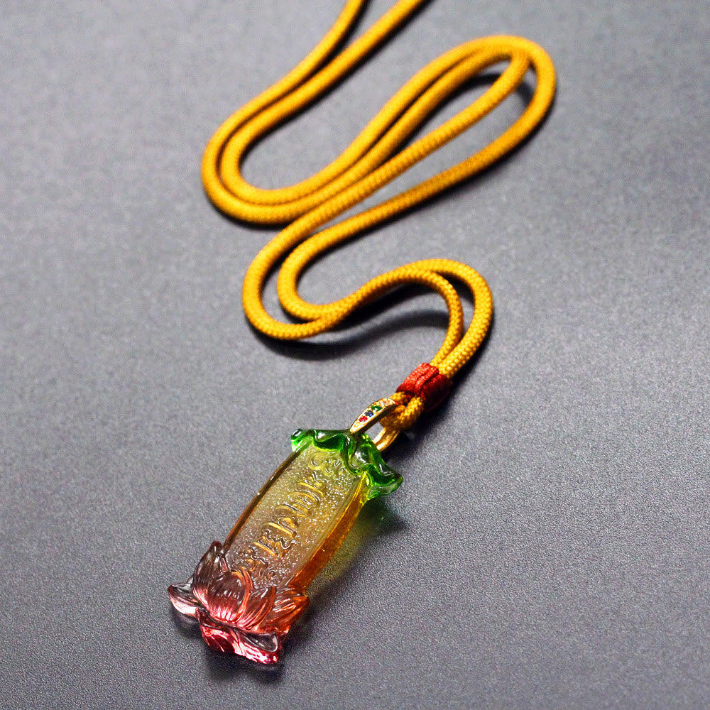 Buddha Liuli Lotus Six Character Om Mani Padme Hum Peace Necklace