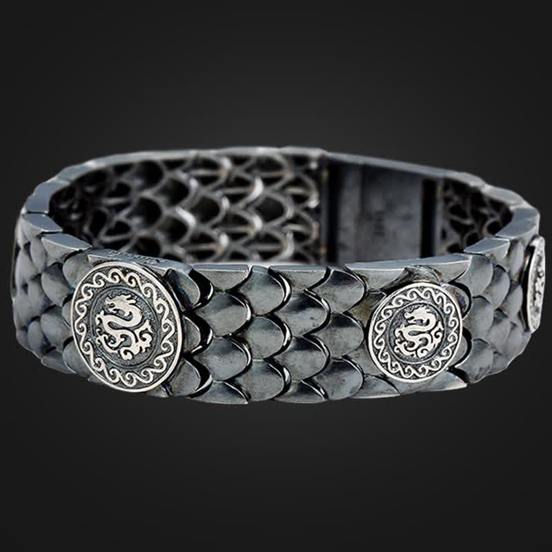 925 Sterling Silver Dragon Scales Textured Bangle Bracelet