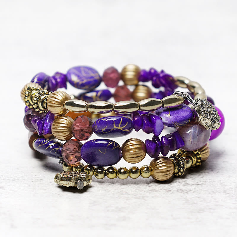 Multilayer Irregular Turquoise & Natural Agate Bead Wrap Bracelet