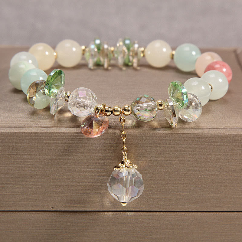 Cat's Eye Pink Crystal Peace Charm Bracelet
