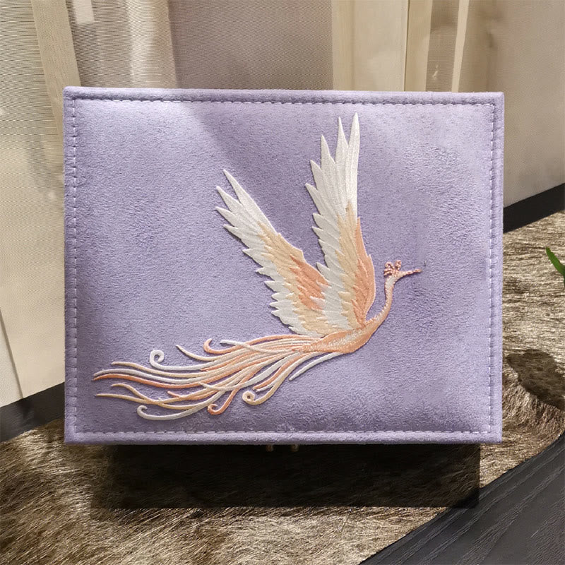 Purple Phoenix Jewelry Box Organizer Two-Layer Jewelry Storage Box Flannel Box