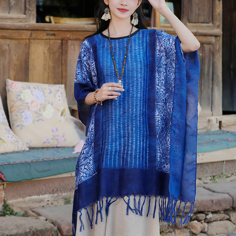 Batik Striped Cozy Travel Meditation Shawl Wrap
