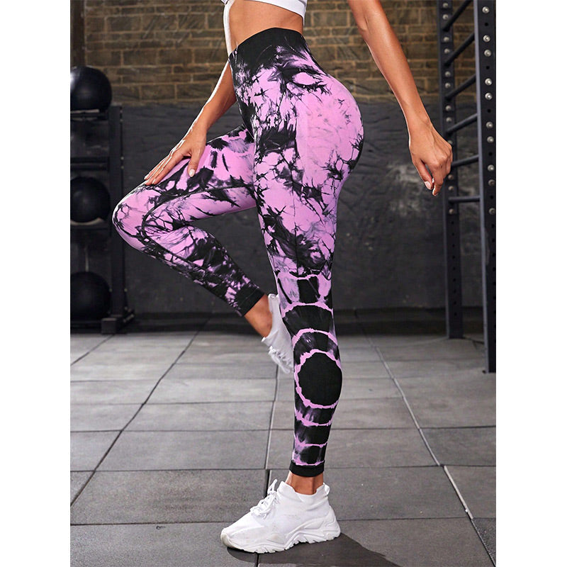 Tie Dye Print Pants Sports Fitness Yoga High Waist Leggings Women's Yoga Pants