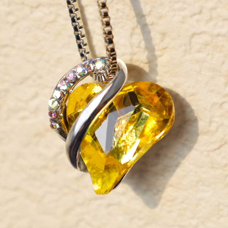Love Heart Birthstone Healing Energy Necklace Pendant