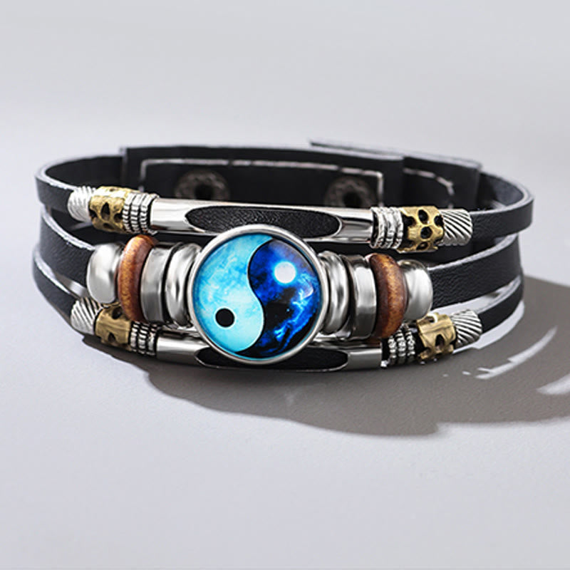 Yin Yang Leather Balance Bracelet
