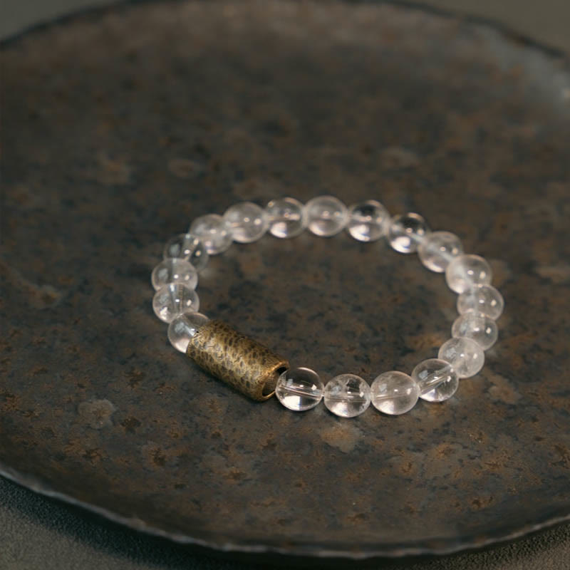 White Crystal Red Hematoid Quartz Gold Rutilated Quartz Purple Phantom Protection Bracelet