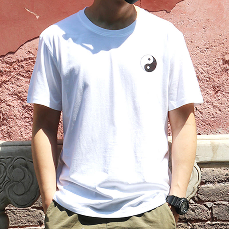 Men's Summer Round Neck Short Sleeve Yin Yang Cotton T-Shirt