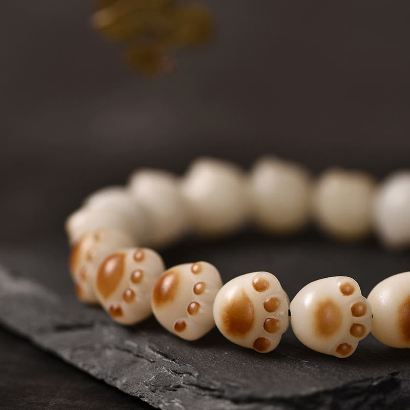 Cute Cat Paw Claw Bodhi Seed Peace Bracelet