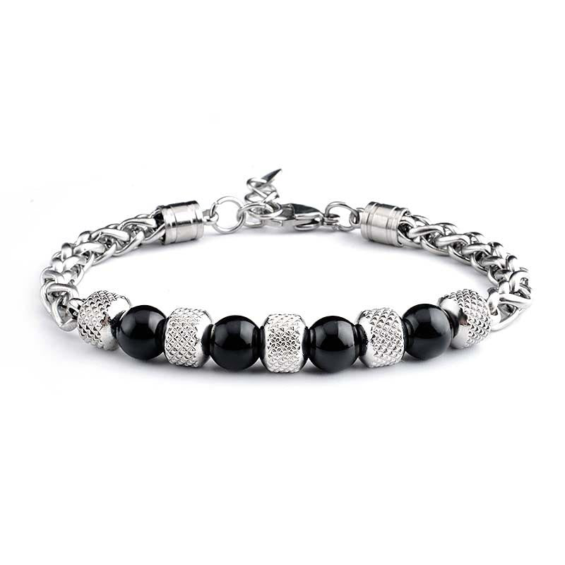 Black Onyx Tiger Eye Bead Courage Bracelet