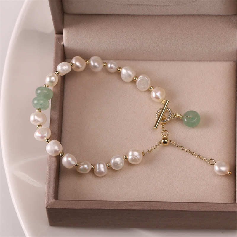 Pearl Green Strawberry Quartz Bead Healing Chain Bracelet