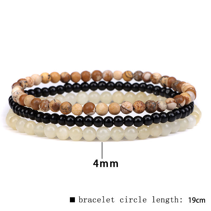 3Pcs Natural Crystal Stone Inner Peace Spiritual Bracelet