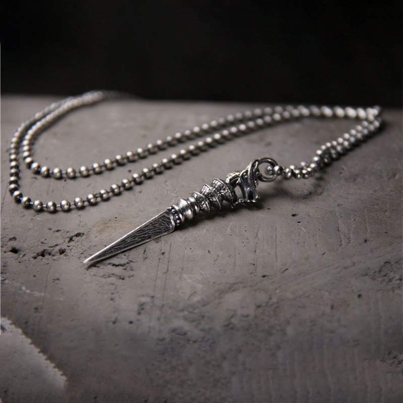 925 Sterling Silver Year of the Dragon Design Dorje Vajra Protection Necklace Pendant