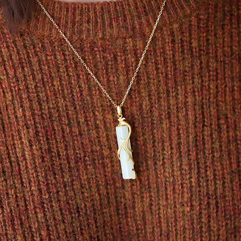 Jade Dragon Phoenix Copper Protection Necklace Pendant