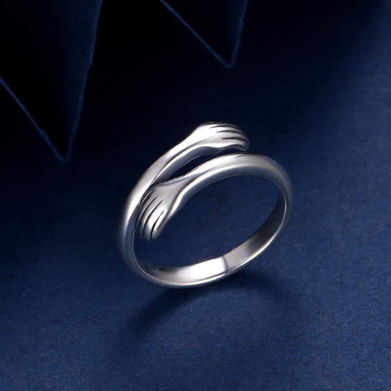 925 Sterling Silver Love Hug Thumb Ring