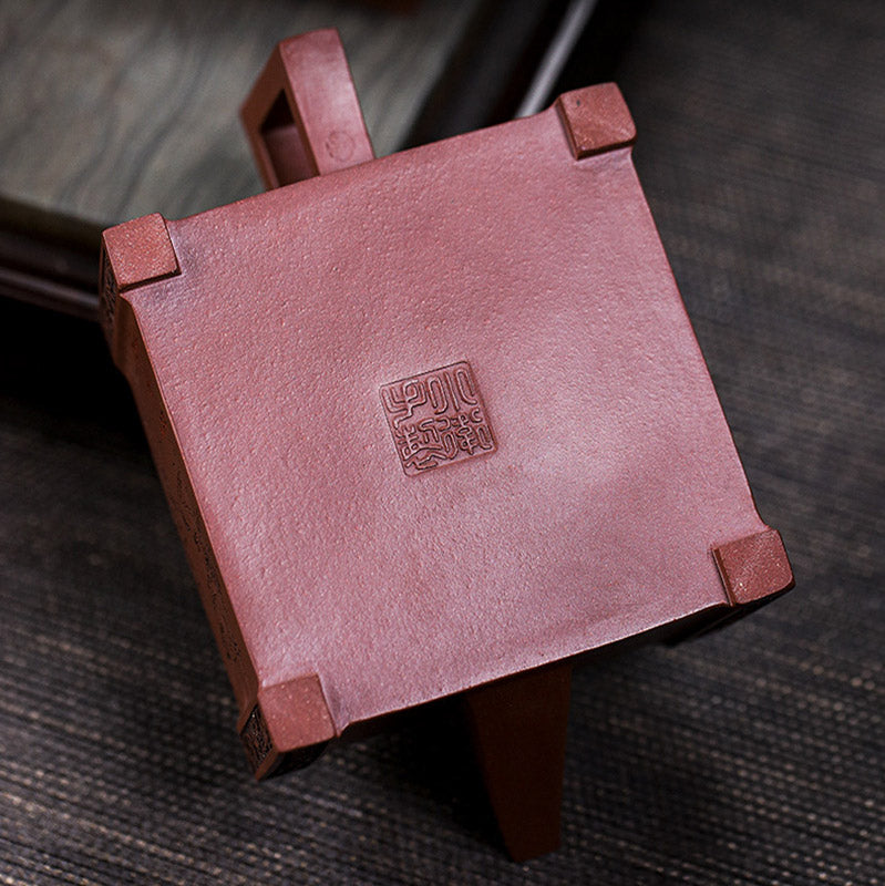 Yixing All Handmade Gomoku Playing Chess Purple Clay Kung Fu Square Teapot 280ml