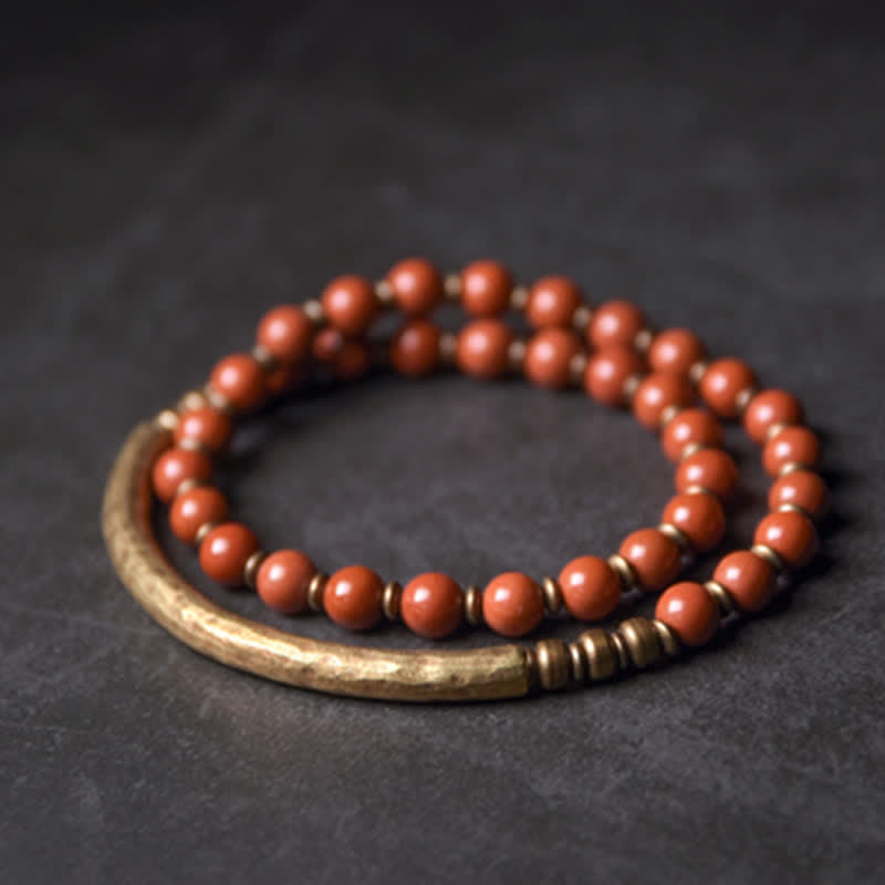 Handmade Red Jasper Moss Agate or Black Obsidian Copper Wrap Couple Bracelet