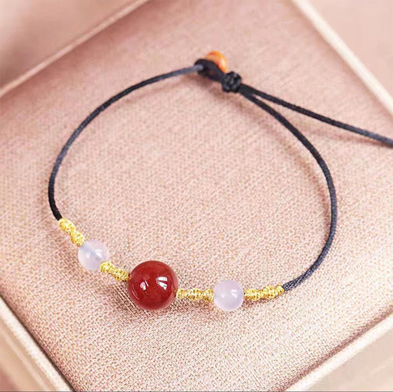 Natural Red Agate Chalcedony Self-acceptance Confidence String Bead Bracelet Necklace Pendant