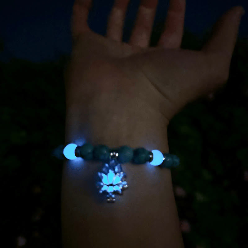 Tibetan Turquoise Glowstone Luminous Bead Lotus Protection Bracelet