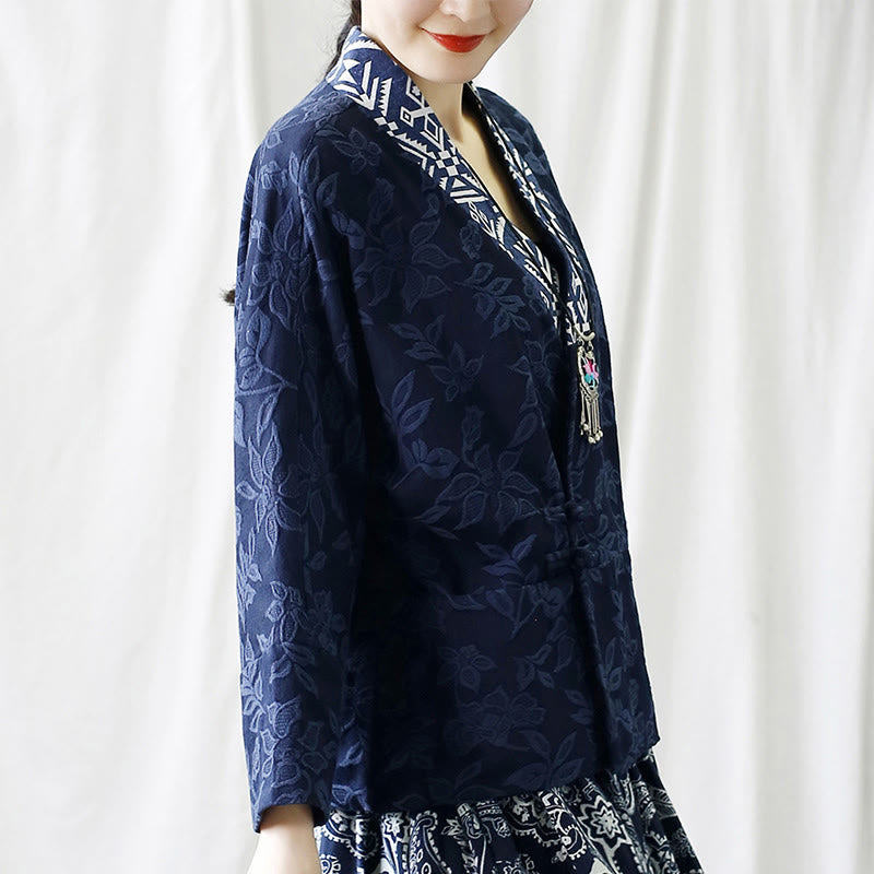 Cotton Jacquard V-Neck Mindful Meditation Jacket
