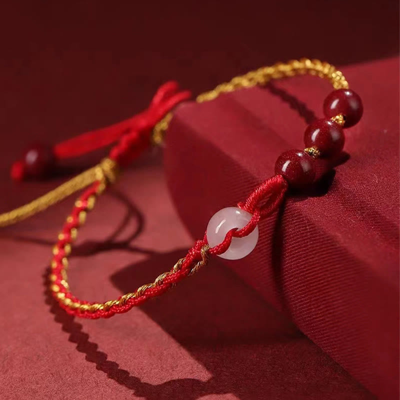 Natural Cinnabar Jade Peace Buckle Blessing Bracelet