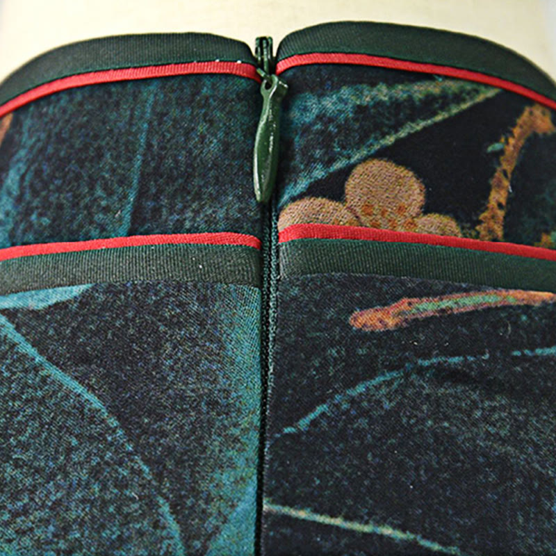 Vintage Pink Flowers Print Cheongsam Dress Women's Qipao Dress