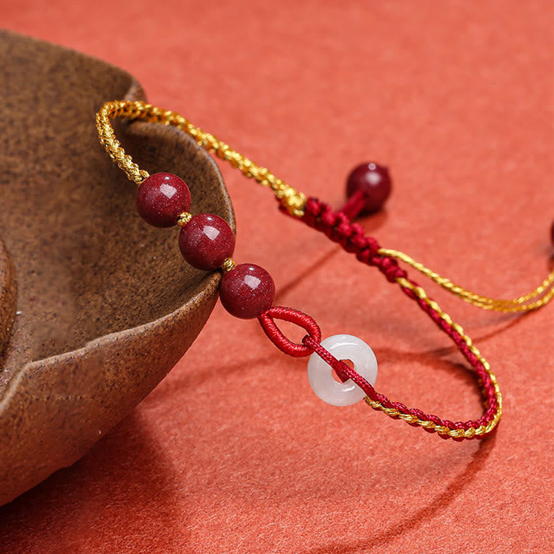 Natural Cinnabar Jade Peace Buckle Blessing Bracelet