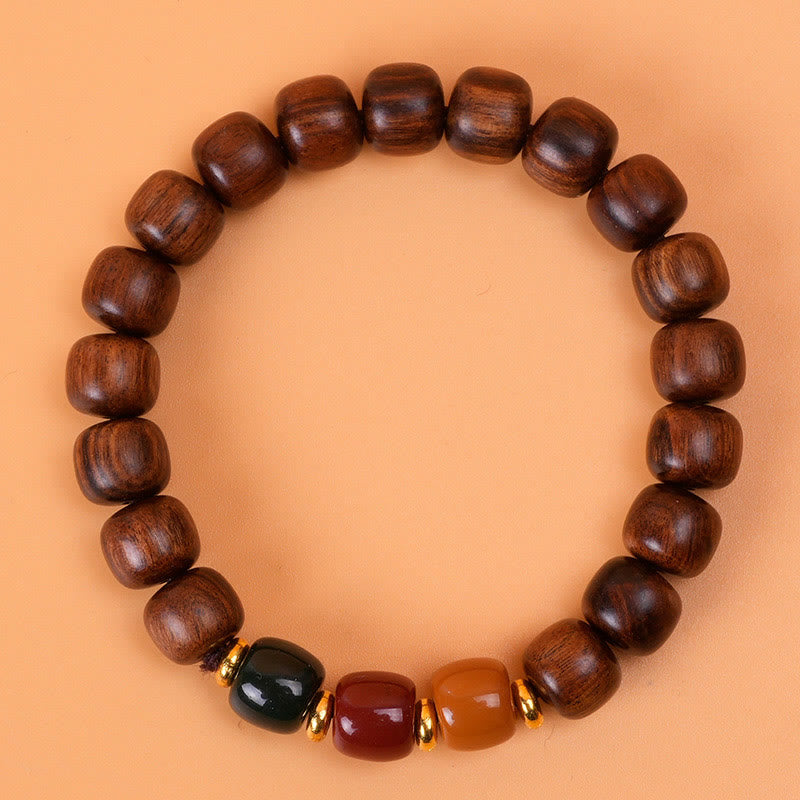 Handmade Natural Wood & Copper Beaded Meditation Bracelet