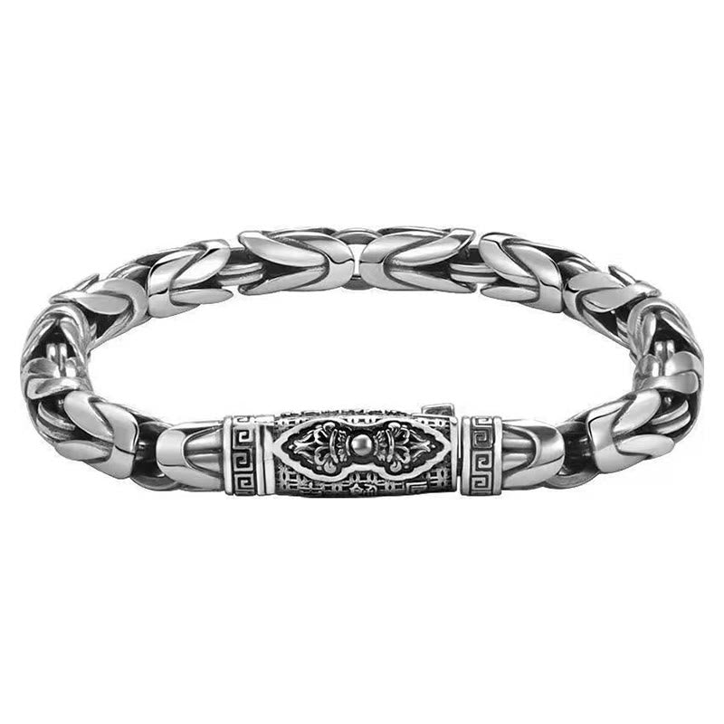 Copper Om Mani Padme Hum Mantra Link Bracelet with Vajra & Lotus Symbols