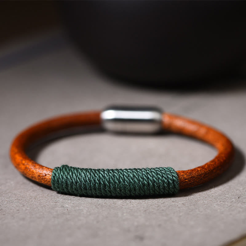 Tibetan Leather Handmade Five Elements Luck Braid String Buckle Bracelet
