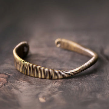 Simple Design Wrapped Brass Copper Luck Wealth Adjustable Cuff Bracelet