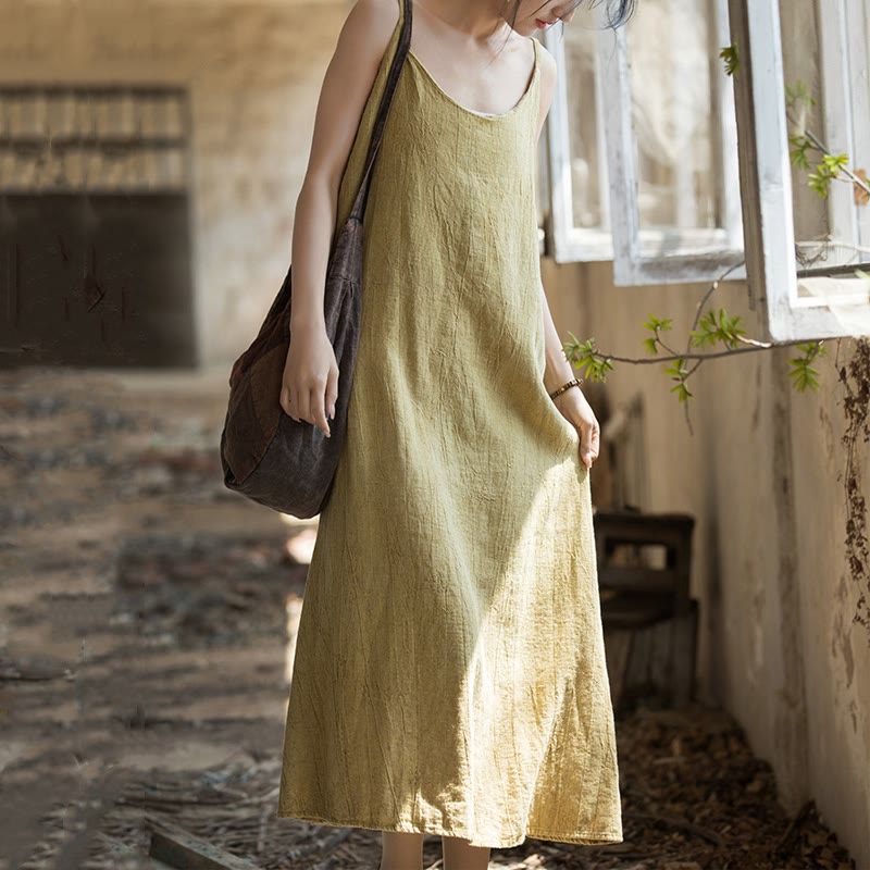Artisanal Tie-Dye Linen Breezy Meditation Midi Dress