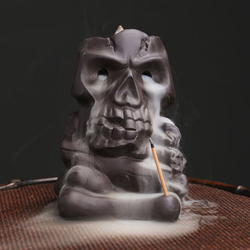 Artisan Purple Clay Kapala Skull Meditative Incense Burner
