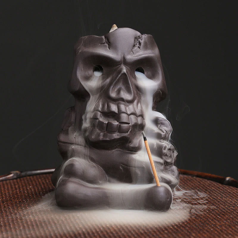 Artisan Purple Clay Kapala Skull Meditative Incense Burner