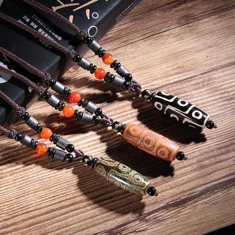 Tibetan Nine-Eye Dzi Bead Wealth Necklaces & Pendants (Extra 35% Off | USE CODE: FS35)