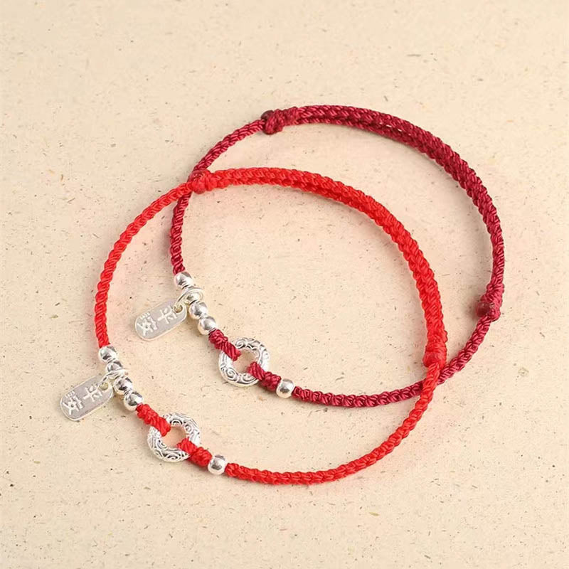 925 Sterling Silver Auspicious Clouds Peace Buckle Safe And Sound Bracelet Anklet