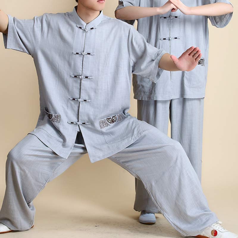 Meditation Zen Prayer Spiritual Tai Chi Qigong Practice Unisex Embroidery Clothing Set