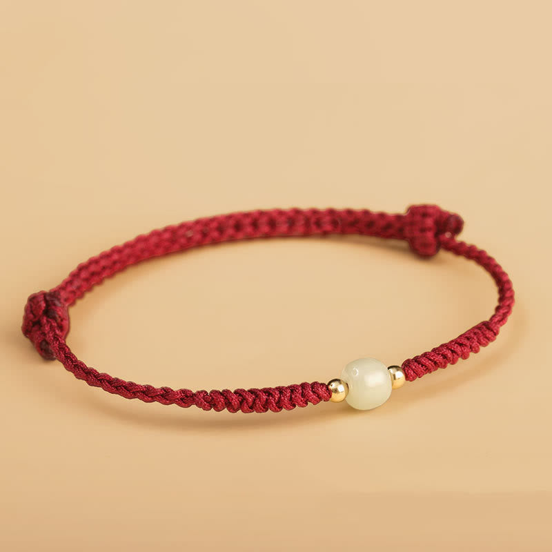 Handcrafted Jade Lucky Bead Abundance Braided Bracelet