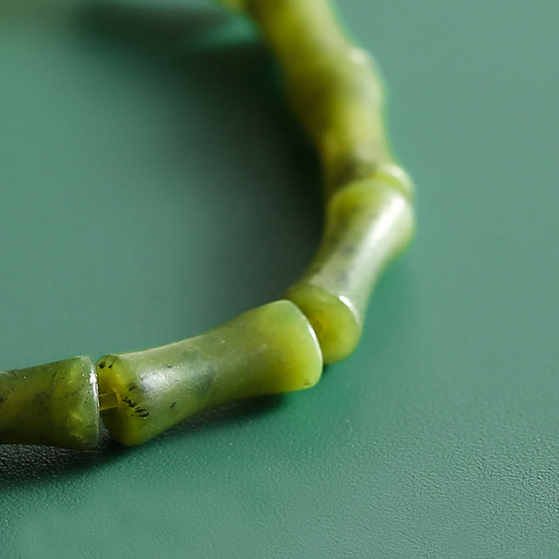 Green Bamboo Jade Pattern Luck Abundance Bracelet