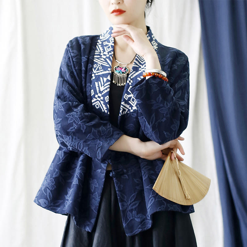 Cotton Jacquard V-Neck Mindful Meditation Jacket