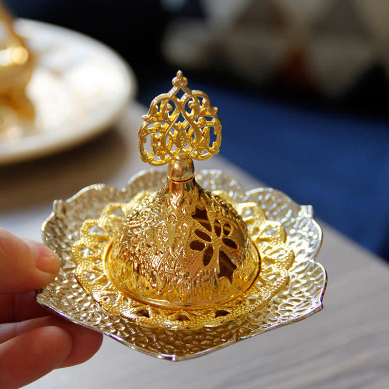 Leaf-Shaped Alloy Metal Mini Incense Burner & Ritual Coaster
