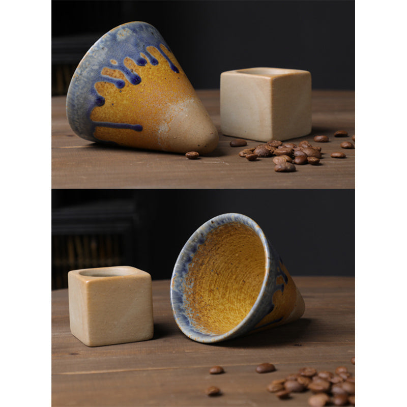 Vintage Gradient Ceramic Coffee Mug Tea Latte Espresso Coffee Cup With Base 200ml