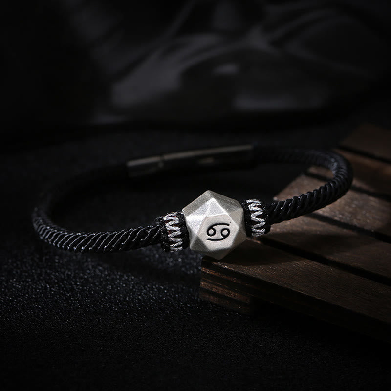 999 Sterling Silver 12 Constellations of the Zodiac Protection Handmade String Bracelet