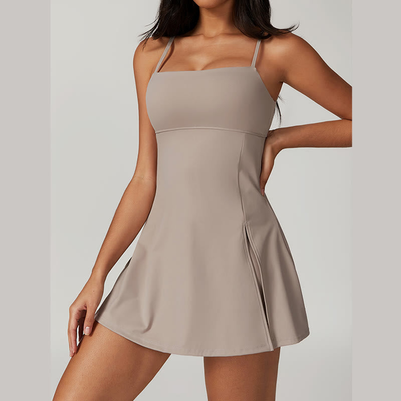 Solid Backless Tennis Yoga Women Sports Dress