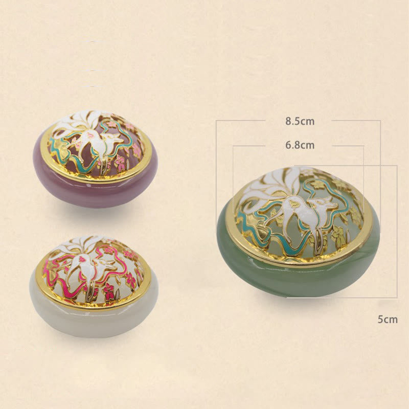 Handcrafted Liuli Crystal Nine-Tailed Fox Meditation Incense Burner