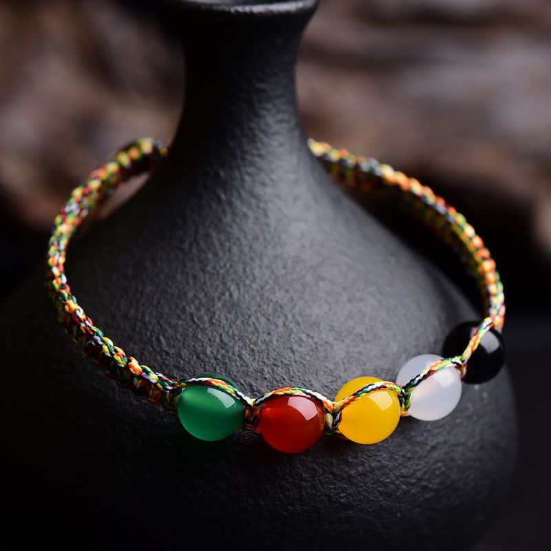 Colorful Agate Five Elements String Bracelet – Red Agate Energy Anchor