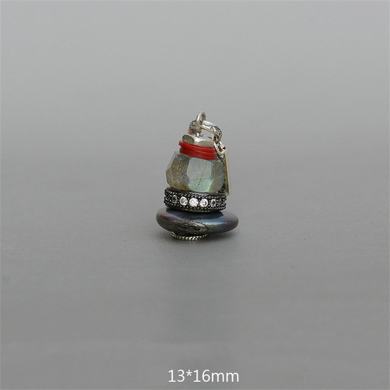 Zen Cairn Labradorite Various Crystals Calm Pendant Necklace