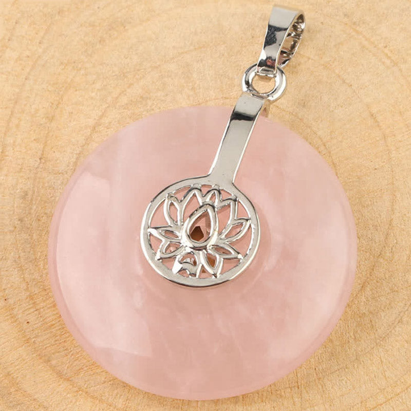 Various Crystal Amethyst Pink Crystal Lotus Healing Necklace Pendant