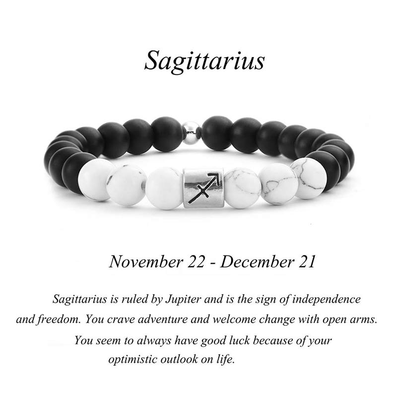12 Constellations of the Zodiac Natural Frosted Stone White Turquoise Bead Fortune Bracelet