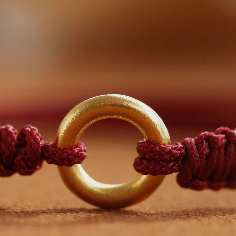Alloy Peace Buckle Luck Red String Bracelet